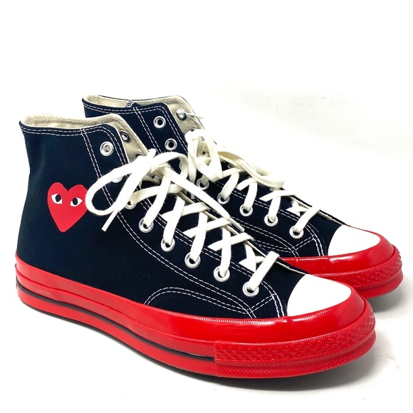 Converse Chuck 70 Comme Garcons PLAY Sneakers Women's Shoes Canvas Black A01793C - Picture 2 of 11